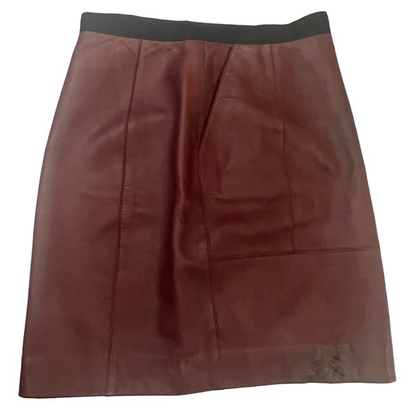 Gorgeous! Sandro Reddish Brown Lambskin Leather Skirt with pockets Sz 2 … - Picture 6 of 11